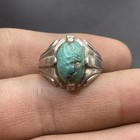 Unique Ancient Roman Solid Silver With Turquoise Intaglio Seal Stamp Rare Ring