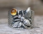 Citrine Bee Ring 925 Sterling Silver Ring Beatiful Ring All Size Love    11