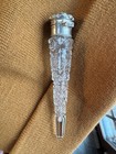 Antique Victorian Chrystal Glass Perfume Bottle W  Sterling Silver Hinged Cap