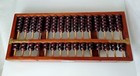 Vtg Lotus   Flower Huanghuali Chinese Abacus 15 Rods 105 Beads W metal  Label