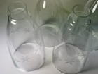 Great Set Of 4 Antique Etched Tall Oil Lantern Lamp Shades Early Original Vtg 8 