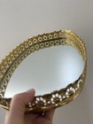 Vintage Mirrored Gold Filigree Tray  Hollywood Regency Vanity Decor 13   