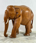 Vintage Solid Wood Carved Elephant Good Condition 9   x 10  Beautiful