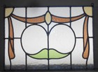 Old English Leaded Stained Glass Window Unframed W Hooks Swag Design 22  X15 75 