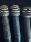 3 Antique Wooden Thread Spools Textile Mill Bobbins  Rare Blue green Color  153