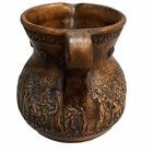 Vintage Handmade Red Clay Terracotta Pottery Pitcher Made In Greece 4 5    Tall