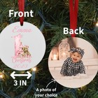 Personalized Baby s First Christmas Photo Ornament Pink Bear Design