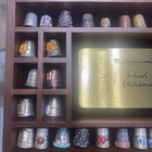 Vintage Thimble Collection In Wooden Case     Mixed Metal   Enamel Set