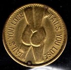Vintage Naked Woman Heads I Win  Tails You Lose Flip Bronze Metal Coin Token