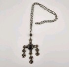Yalalag Cross Pendant Necklace Sterling Silver   Dark Amethyst Taxco Mexico 925