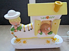 Vtg  Nursery Lamp Wooden Shoe Children Nursery Rhyme 3 Way Switch W 1972 Shade