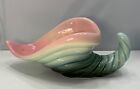 Vintage Hull Pottery 64 Conch Sea Shell Cornucopia Planter Usa Pink Turquoise