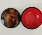 Vintage Russian Fedoskino Lacquer Box 2 25  Hand Painted Signed Folk Art