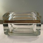 Murano Italian Art Glass Casket Style Jewelry Trinket Box Clear With 24kt Trim