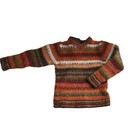 Paka Peru Hand Knit Pullover Sweater Alpaca Sz Xs Children Brown Orange Blue Gre