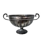 Large Vintage Silver Plate Centerpiece Bowl Ornate Victorian 2 Handle Pedestal