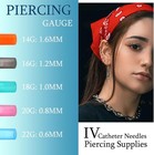 New 50pcs box Sterilized Cannula Body Piercing Catheter Kit 14g 16g 18g 20g 22g