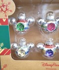 Disney Parks Mickey Head Icon Christmas Ornament Box Set Of 6 Retro Glass New 
