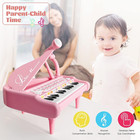 24 Key Kids Piano Keyboard Toy With Microphone Pink Musical Instrument Toddler
