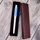 Blue Stainless Steel Fountain Pen Medium Nib With Converter Pen Box Set Gift