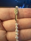 Vintage 18-inch Hand-knotted Simulated Pearl Necklace With Solid 14k Gold Clasp