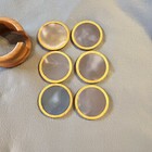 Vintage Agate Stone Wood Coasters Set Caddy Geode Mcm Brazil Drink Glass Retro