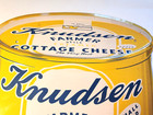 Vintage 1940 s Knudsen Dairy Farmer Style Creamed Cottage Cheese Sign