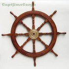Large 36  Boat Ship Wooden Steering Wheel Brass Center Nautical Wall Decor New