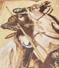 Antique 1930 Roller Printed Spanish Style Tapestry For Needlework - Signed Zz976