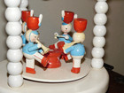 Nursery Plastics Vintage Lamp Musical Toy Soldiers Shade Wooden Spin Works