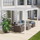 Aoodor 10x13ft Patio Louvered Pergola Aluminum Wall-mounted W adjustable Roof