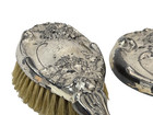 Vintage Hope Silver Co Heavy Floral Repousse Mirror And Brush Vanity Set