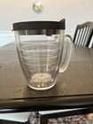 Tervis Clear 16 Oz Tumbler With Handle   Black Lid Double Walled Travel