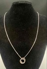 Sterling Silver 925 Turquoise Onyx Jewelry Set 16  Necklace   Rings Size 6-6 5