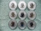 2024 Australian Silver Lunar Dragon Series Iii Colorized  9 Coin Set From Rolls 