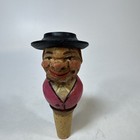 Vintage  Mechanical Bottle Stopper     Carved Man With Pop Up Hat Works