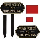 Private Property No Trespassing Sign With Stake  7 09 X 3 54 Inches Self Adhesiv