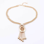 Women Gold silver Plated Tassel Crystal Pendant Necklace Earring Jewelry Sets