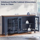  Large Sideboard Buffet Cabinet With Storage   4glass Doors For Dining Room