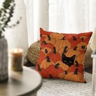 Orange Fall Pumpkin Black Cat Throw Pillow Cover 18 X 18 Inch
