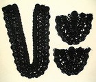 Antique 1800s 3 Heavy Black Cord Macram   crocheted Handmade Collar Plus 2 Pieces