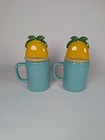 Rae Dunn  meet Me At The Beach  Mugs With Palm Tree Lids - Set Of 2 - Brand New