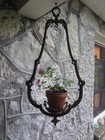 Hanging Ornate Antique Victorian Cast Iron Oil Lamp Holder Or Cool Plant Hanger