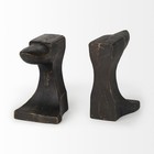 Set Of Two 6  Black And Gold Polyresin Decorative Bookends