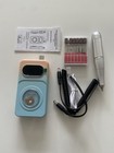Portable Rechargeable Electric Nail Drill Kit  Bits  Blue peach silver