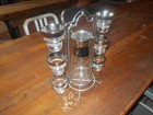 Vtg Mcm Dorothy Thorpe Style Cocktail Set Silver Ombre Pitcher 6 Glasses Caddy