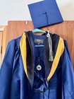 Balfour Graduation Gown Cap Hood Set Blue Yellow Black Size M 5   9 - 5   11    Wgu 