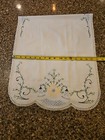 Embroidered  Crochet Table Runner Dresser Scarf Cotton 17 X 42 Vintage