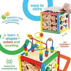 Wooden Activity Cube With Bead Maze 5 N 1 Baby Activity Cube Removable Bead Maze