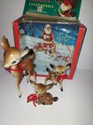 Vintage Zayre Fawn Bells Deer Plastic Figurine Blue Eyes Made In Hong Kong Set 3